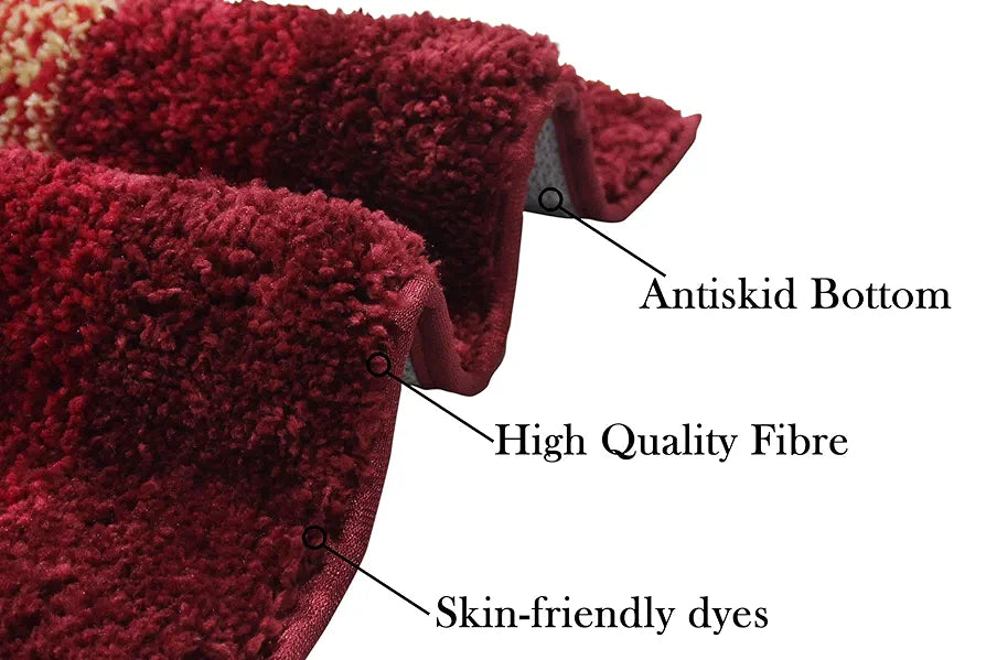 Luxe Home Super Soft Microfiber Bathroom Mat 40x60 cm Non-Slip Bath Mat for Home, Bedroom, and Living Room - Lava Pack of 2